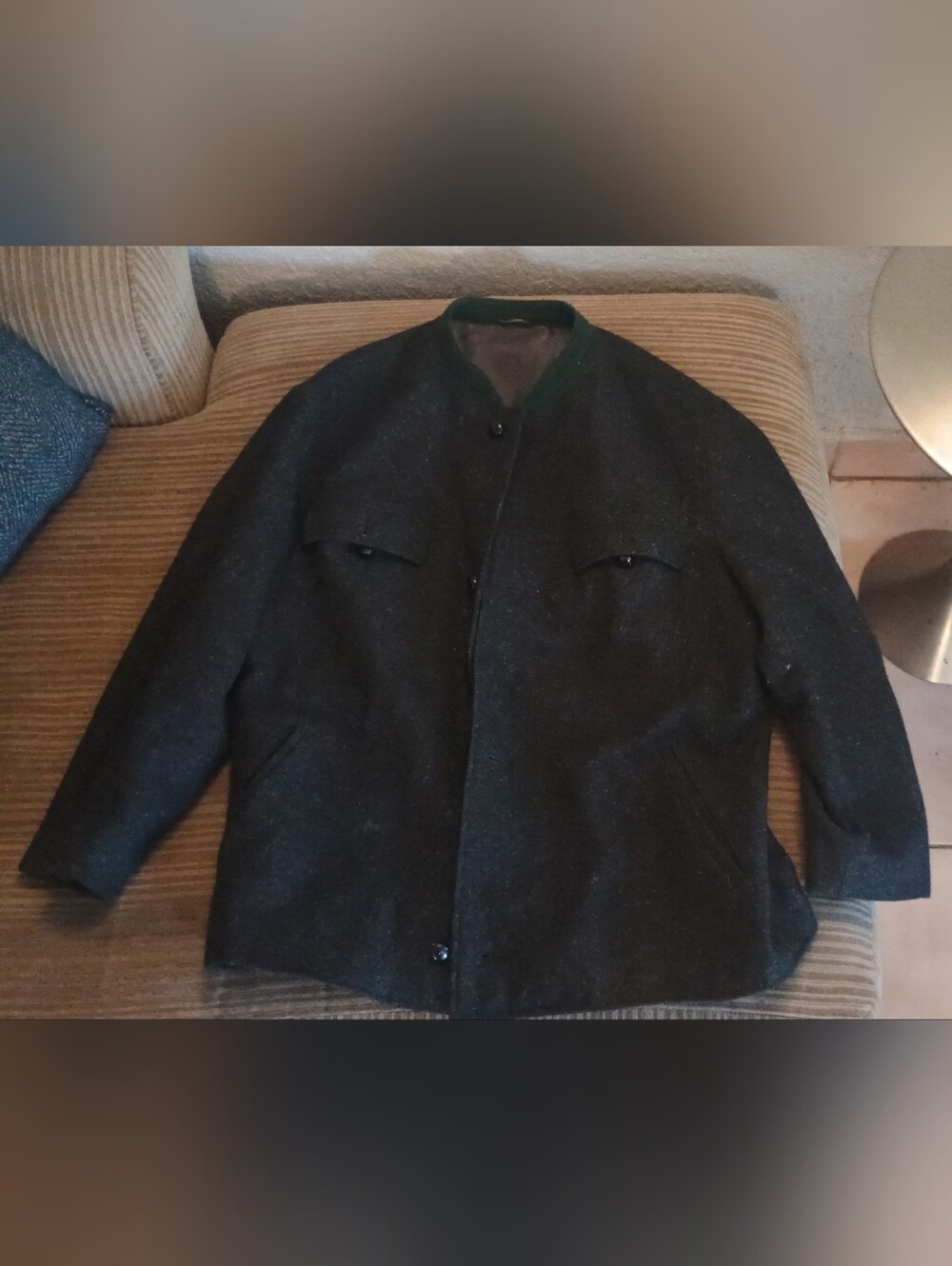 1964 Austria Winter Olympics Dark Gray Wool Collarless Jacket